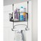 mDesign Metal Over Door Ironing Board Holder with Large Storage Basket